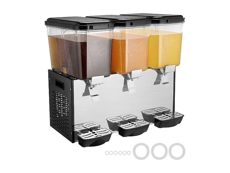 Distributeur de Boissons Commerciales SucceBuy 18L x 3 Réservoirs Distributeur de Boissons Glacées et de Jus Froids