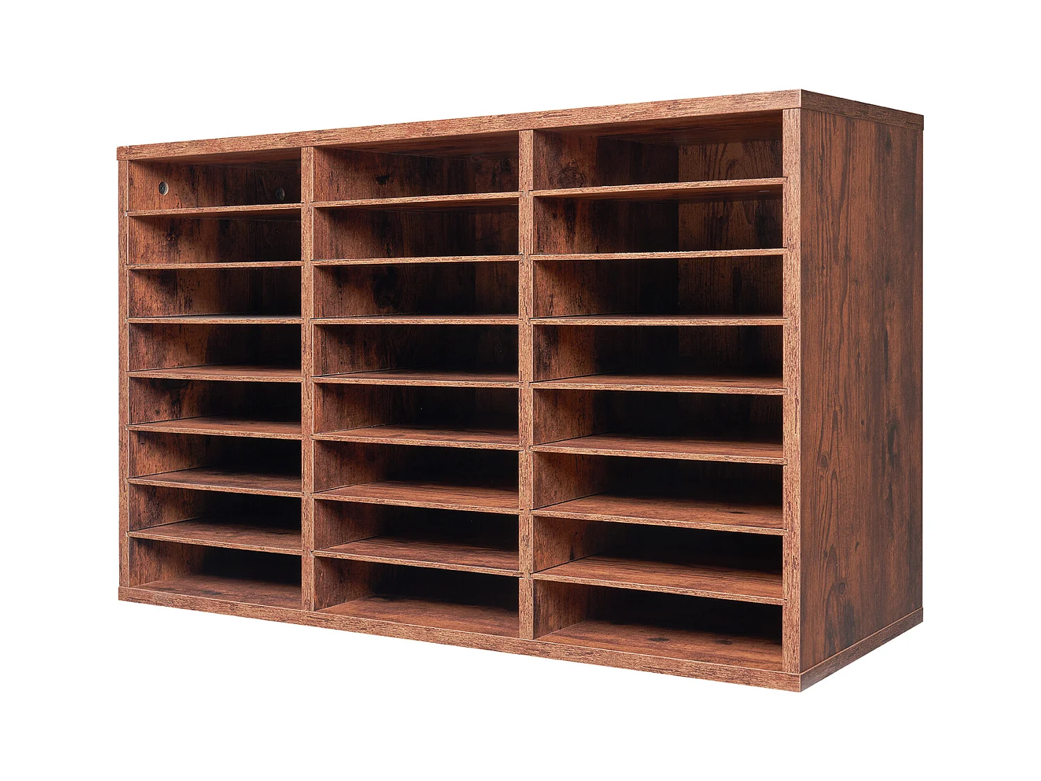 Organizer na Biurko, SucceBuy 24-Komorowy Drewniany Organizer na Książki z Wyjmowanymi Półkami - Ciemnobrązowy