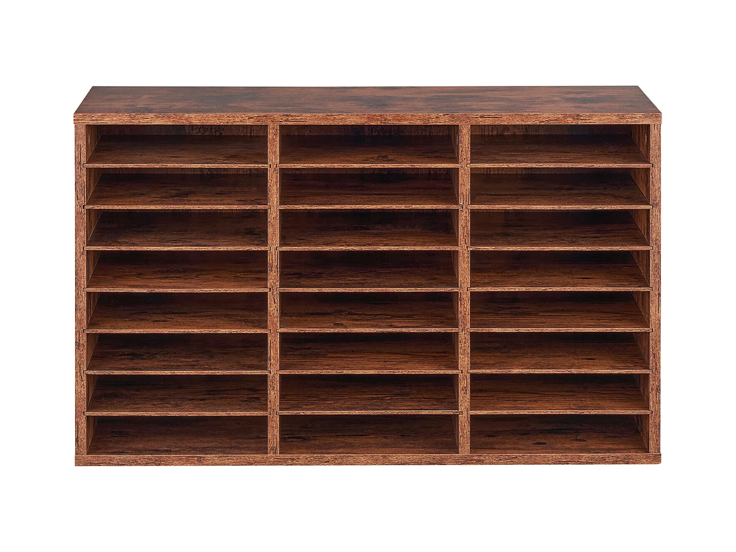 Organizer na Biurko, SucceBuy 24-Komorowy Drewniany Organizer na Książki z Wyjmowanymi Półkami - Ciemnobrązowy