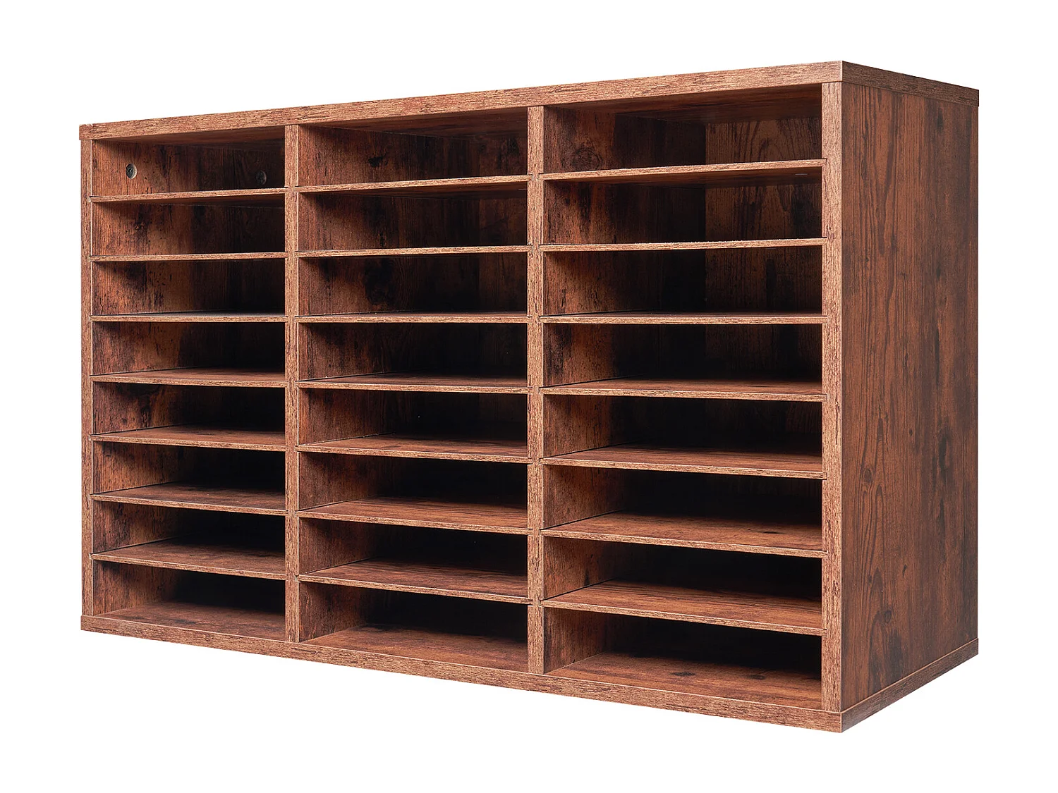 Organiseur de Bureau, SucceBuy Organiseur de Livres en Bois à 24 Compartiments avec Étagères Amovibles - Marron Foncé