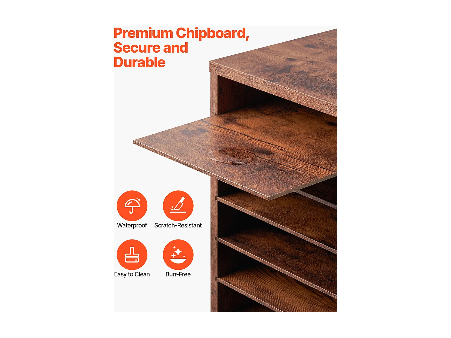 Organiseur de Bureau, SucceBuy Organiseur de Livres en Bois à 24 Compartiments avec Étagères Amovibles - Marron Foncé