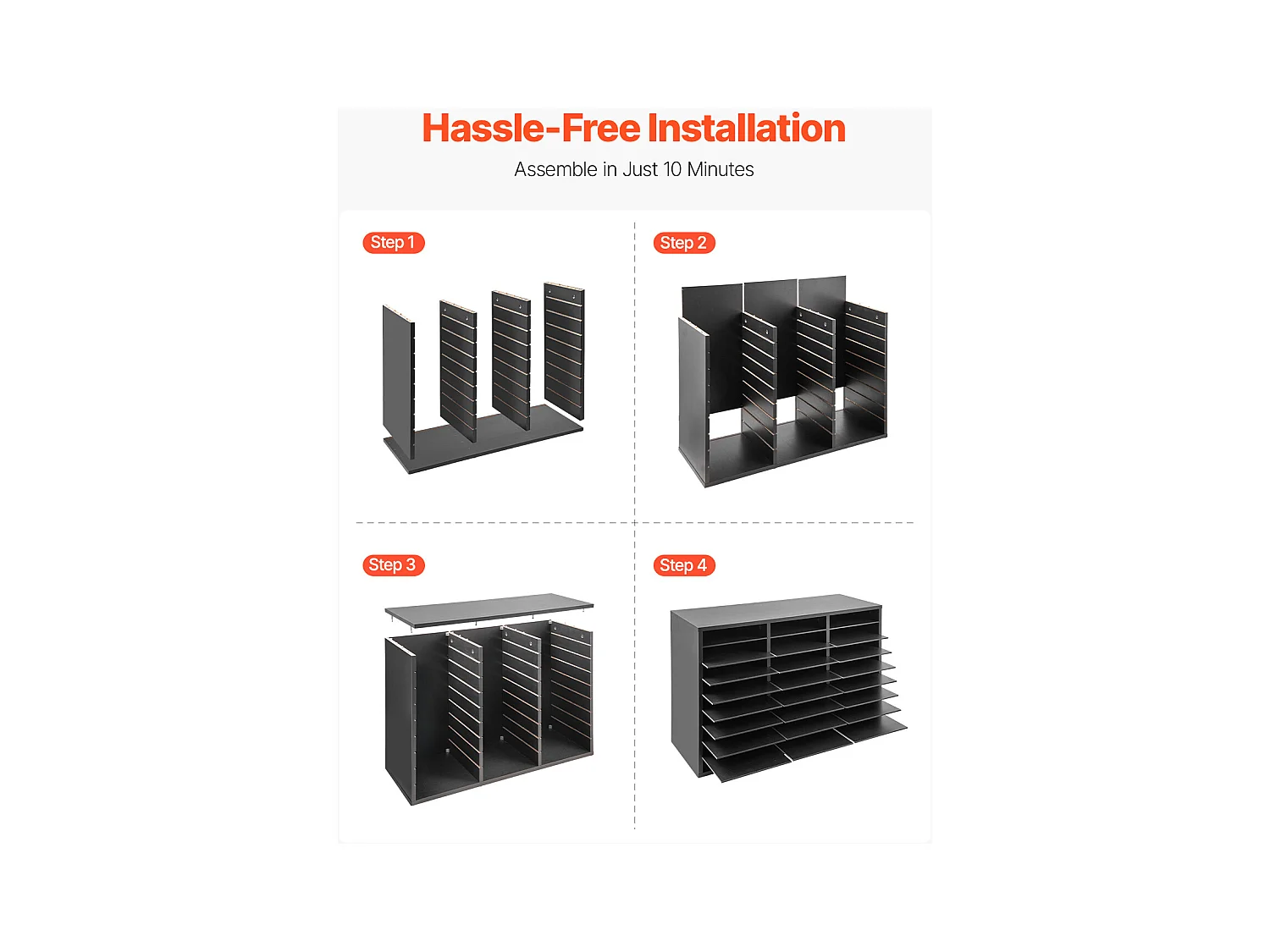 Organizer na Biurko, SucceBuy 27-Komorowy Drewniany Organizer na Książki z Wyjmowanymi Półkami, Czarny