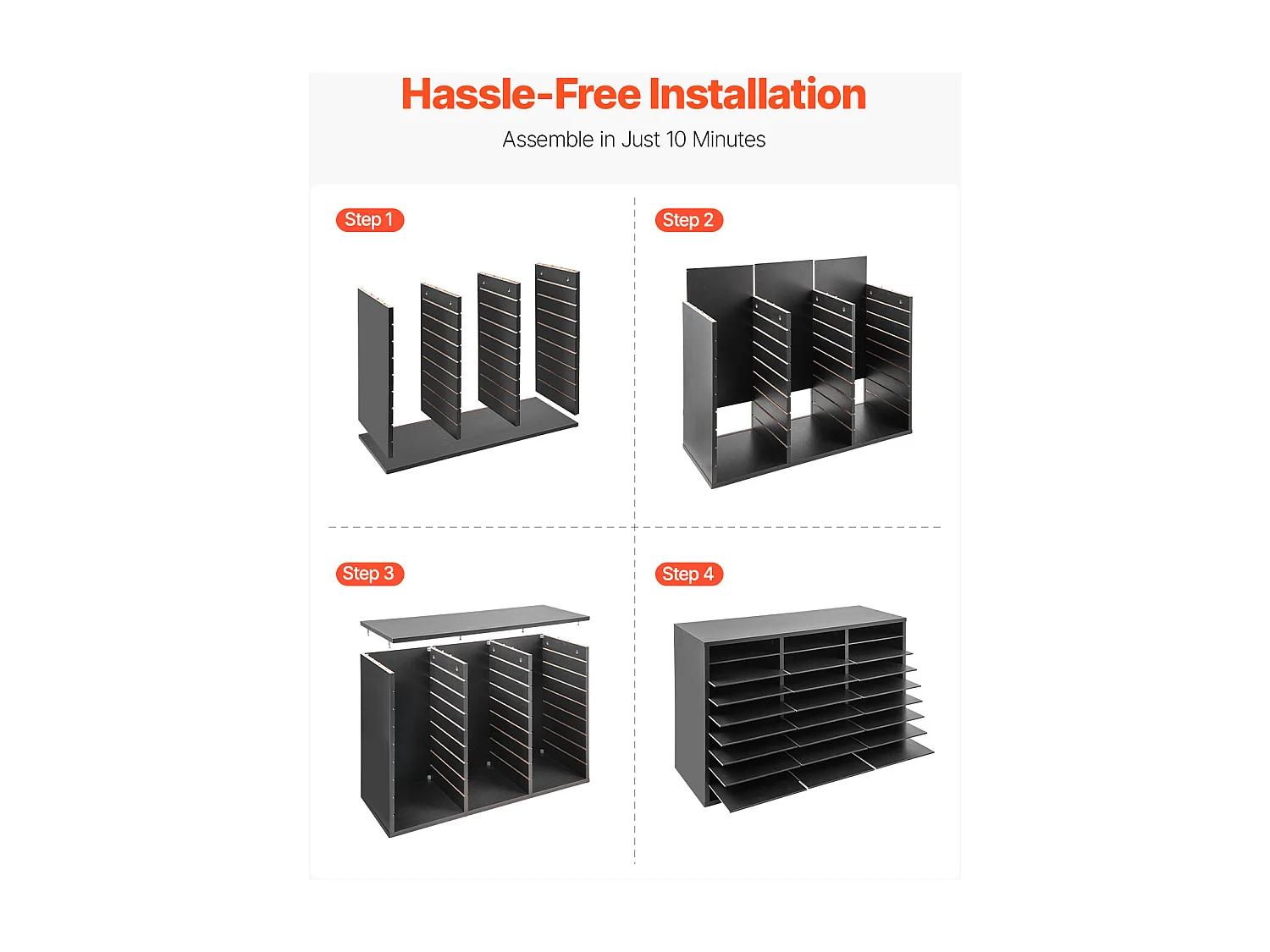 Organizer da Scrivania, SucceBuy, Organizer per Libri in Legno a 27 Scomparti con Ripiani Rimovibili, Nero