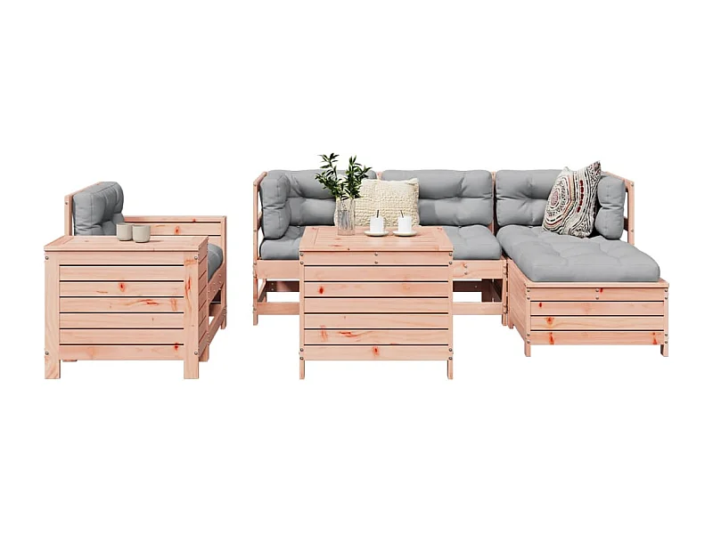 Set Divani da Giardino 7 pz in Legno Massello Abete Douglas