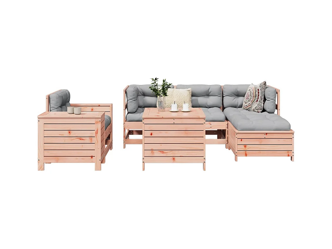 Salon de jardin 7 pcs bois massif sapin de douglas