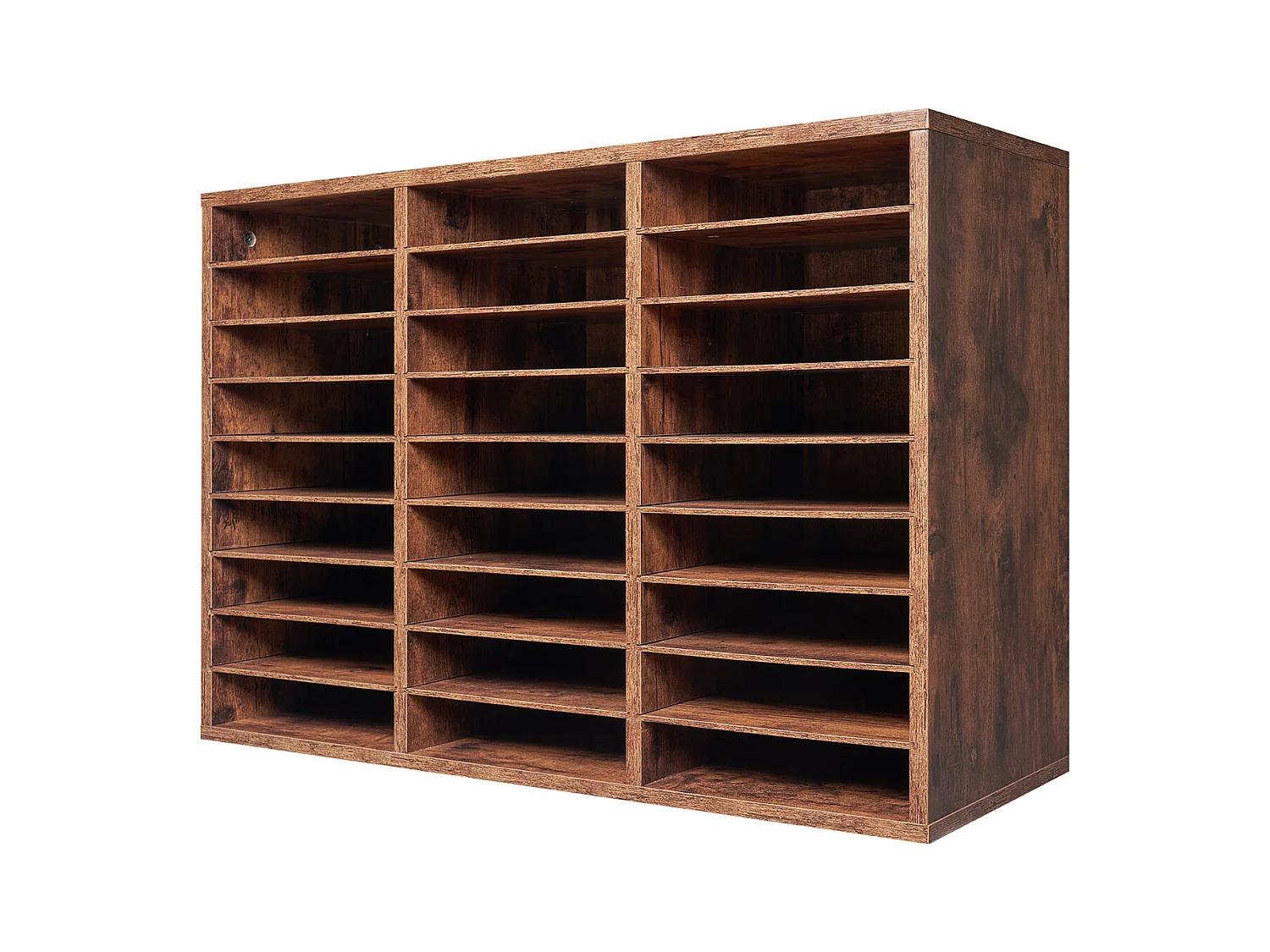 Organiseur de Bureau, SucceBuy Organiseur de Livres en Bois à 27 Compartiments, Étagères Amovibles, Marron Foncé