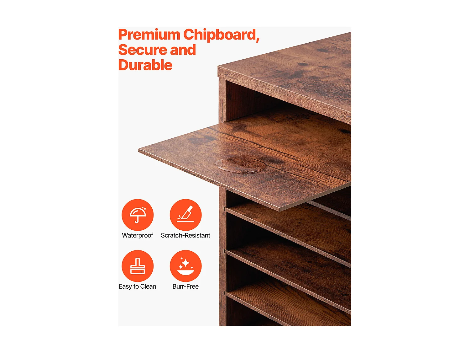 Bureau-Organizer, SucceBuy 27-Vaks Houten Boekenorganizer, Verwijderbare Planken, Donkerbruin