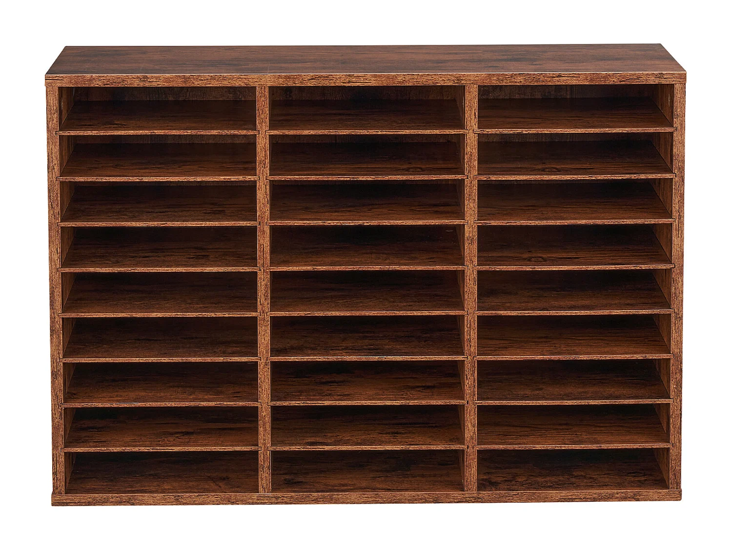 Bureau-Organizer, SucceBuy 27-Vaks Houten Boekenorganizer, Verwijderbare Planken, Donkerbruin