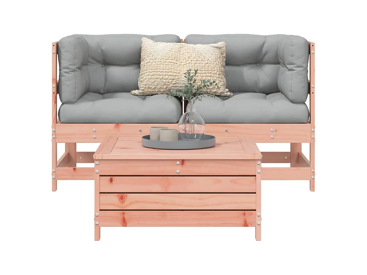 Set Divani da Giardino 3 pz in Legno Massello Abete Douglas