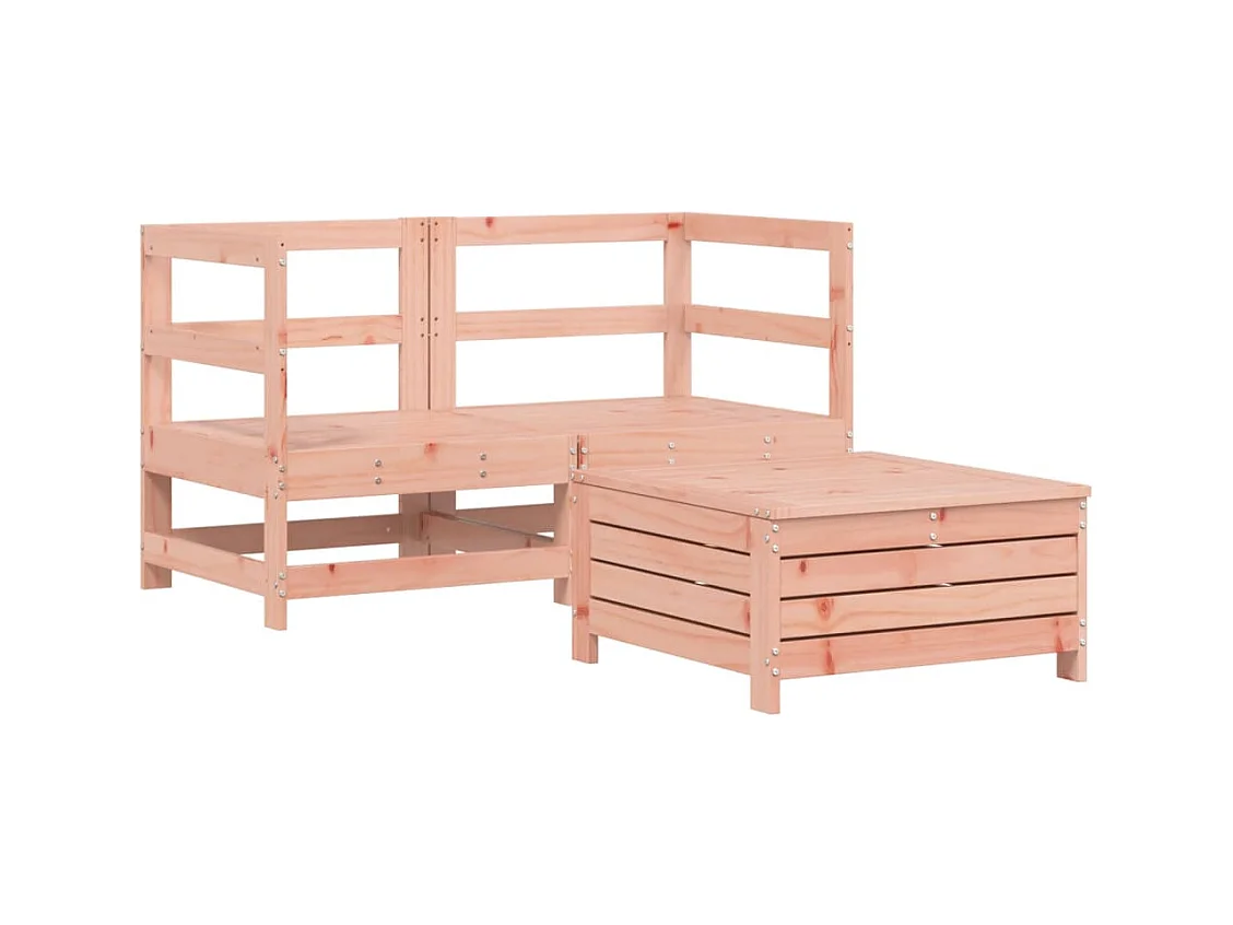 Set Divani da Giardino 3 pz in Legno Massello Abete Douglas