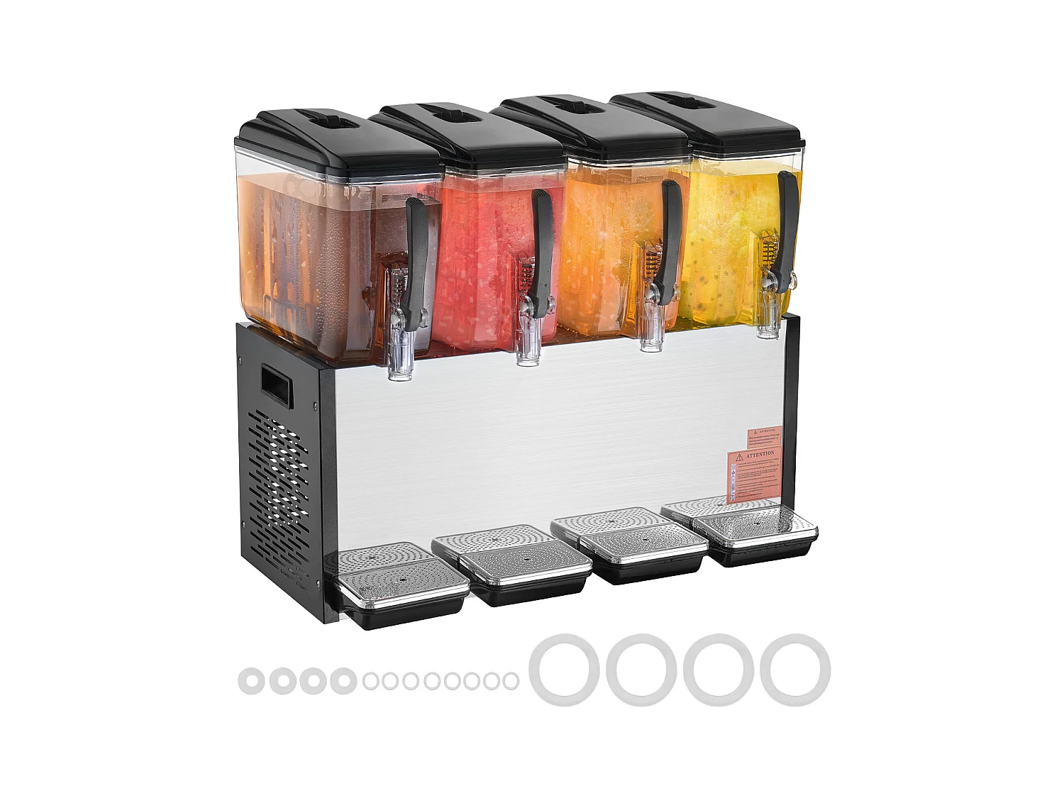 Distributeur de Boissons Commerciales SucceBuy 12 L x 4 Réservoirs Distributeur de Boissons Glacées et de Jus Froids