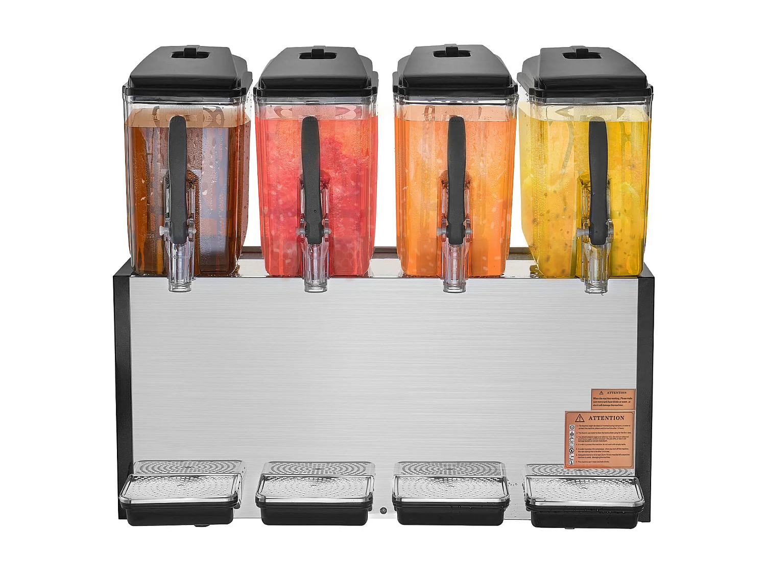 Distributeur de Boissons Commerciales SucceBuy 12 L x 4 Réservoirs Distributeur de Boissons Glacées et de Jus Froids