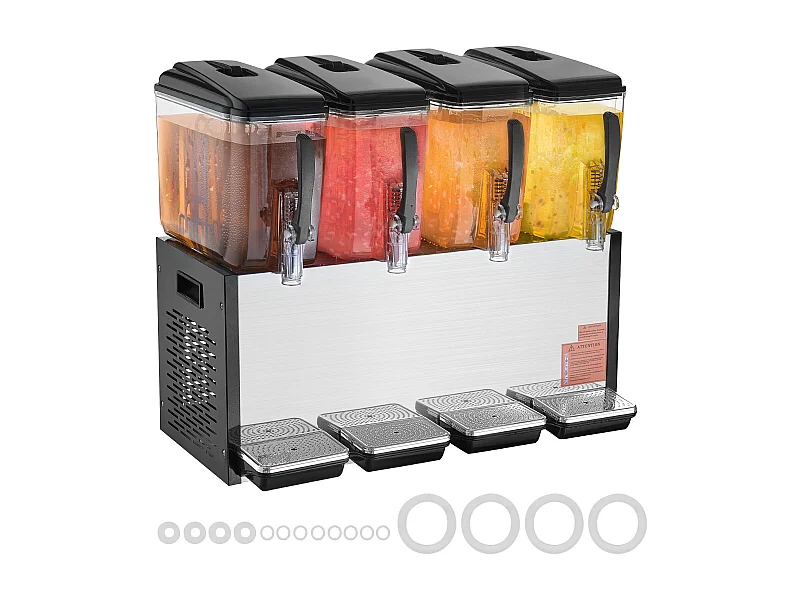 Distributeur de Boissons Commerciales SucceBuy 12 L x 4 Réservoirs Distributeur de Boissons Glacées et de Jus Froids