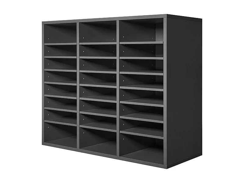 Organiseur de Bureau, SucceBuy - Organiseur de Littérature en Bois à 24 Compartiments avec Étages Réglables, Gris pour le Bureau et la Maison