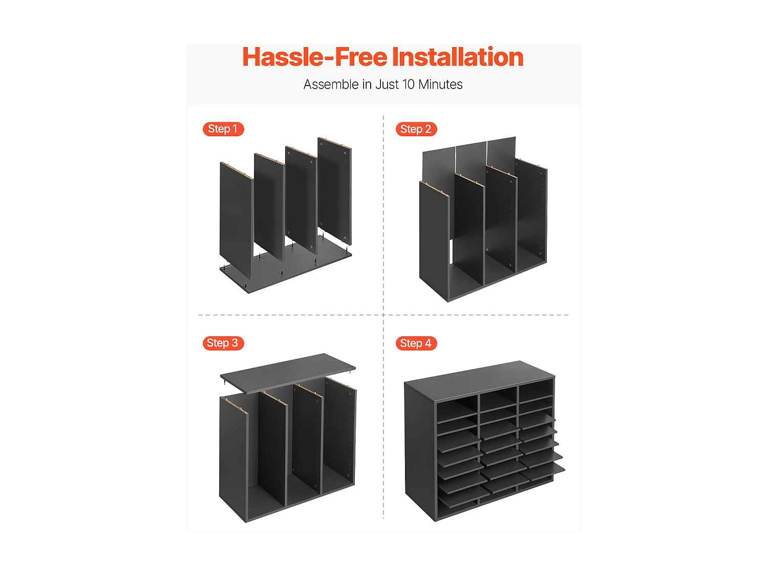 Organiseur de Bureau, SucceBuy - Organiseur de Littérature en Bois à 24 Compartiments avec Étages Réglables, Gris pour le Bureau et la Maison