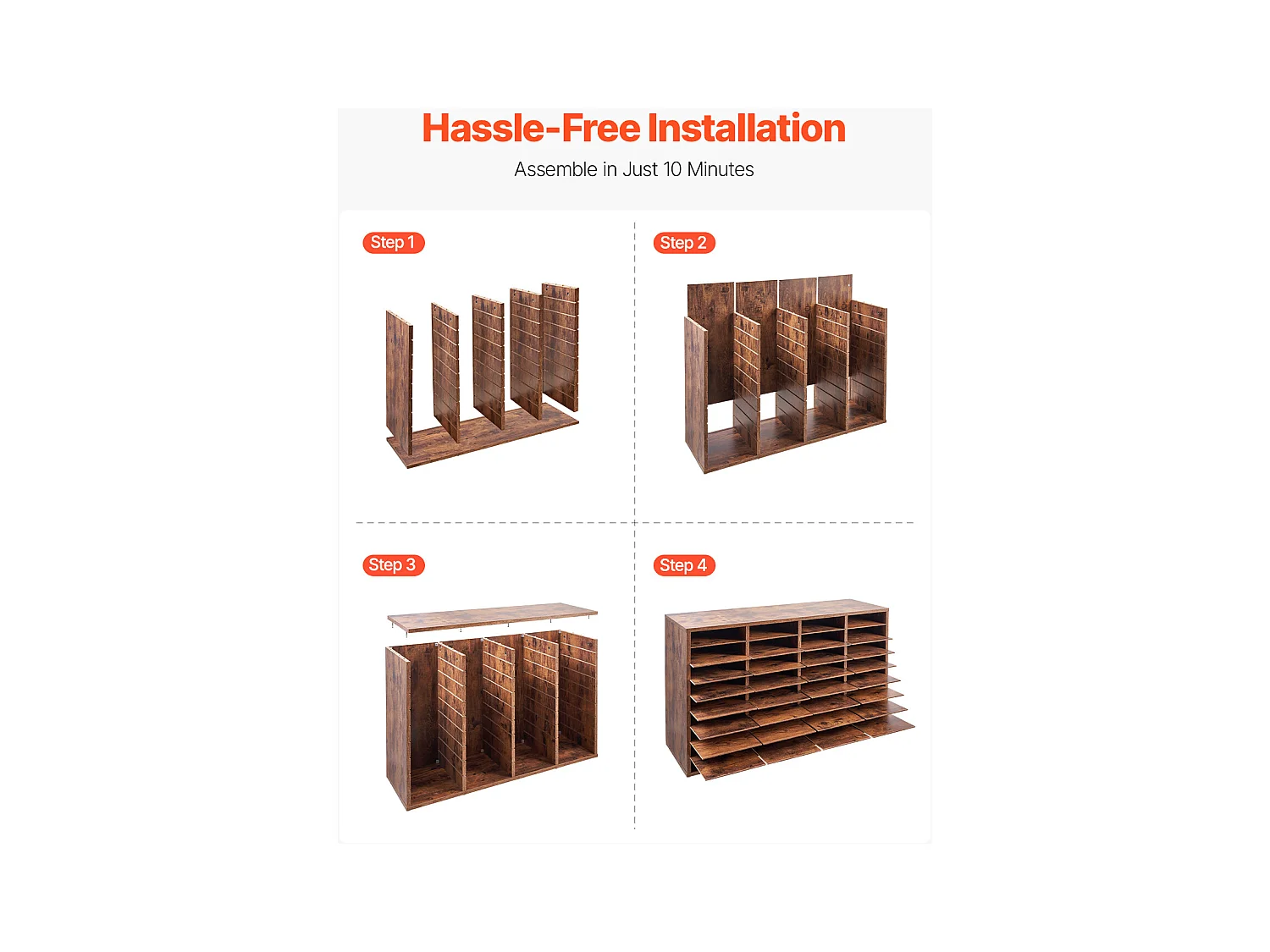 Organiseur de Bureau, SucceBuy Wood - Organiseur de Littérature à 36 Compartiments, Étagères Amovibles, Marron Foncé