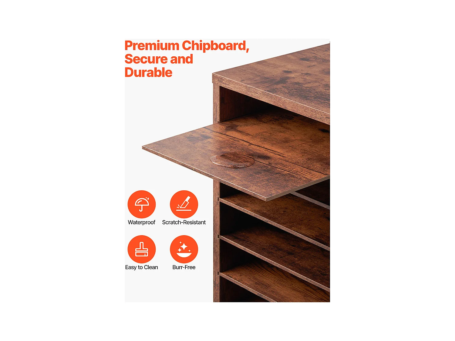 Organizer da Scrivania, SucceBuy Wood - Portadocumenti a 36 Scomparti, Ripiani Rimovibili, Marrone Scuro