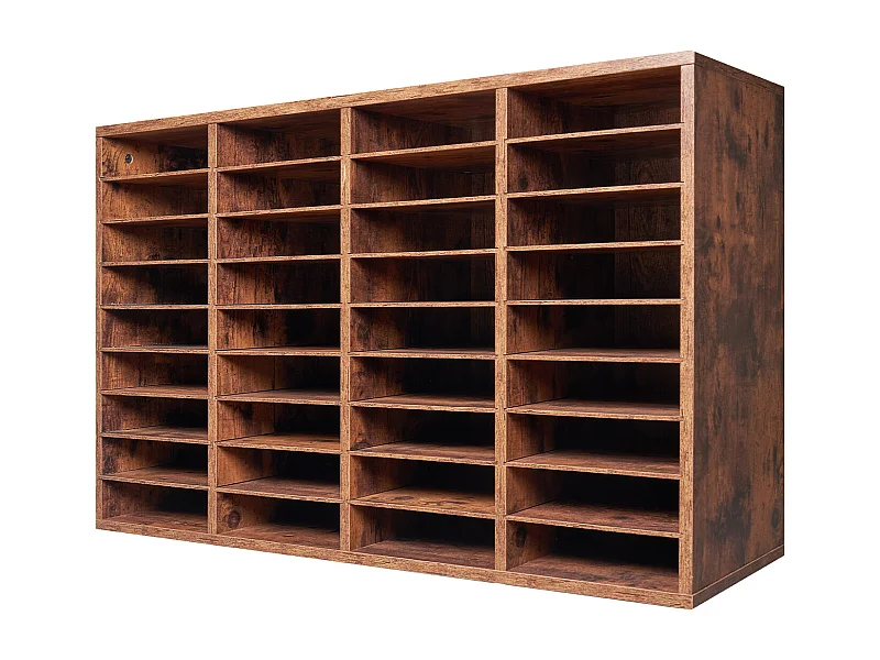 Organizer da Scrivania, SucceBuy Wood - Portadocumenti a 36 Scomparti, Ripiani Rimovibili, Marrone Scuro