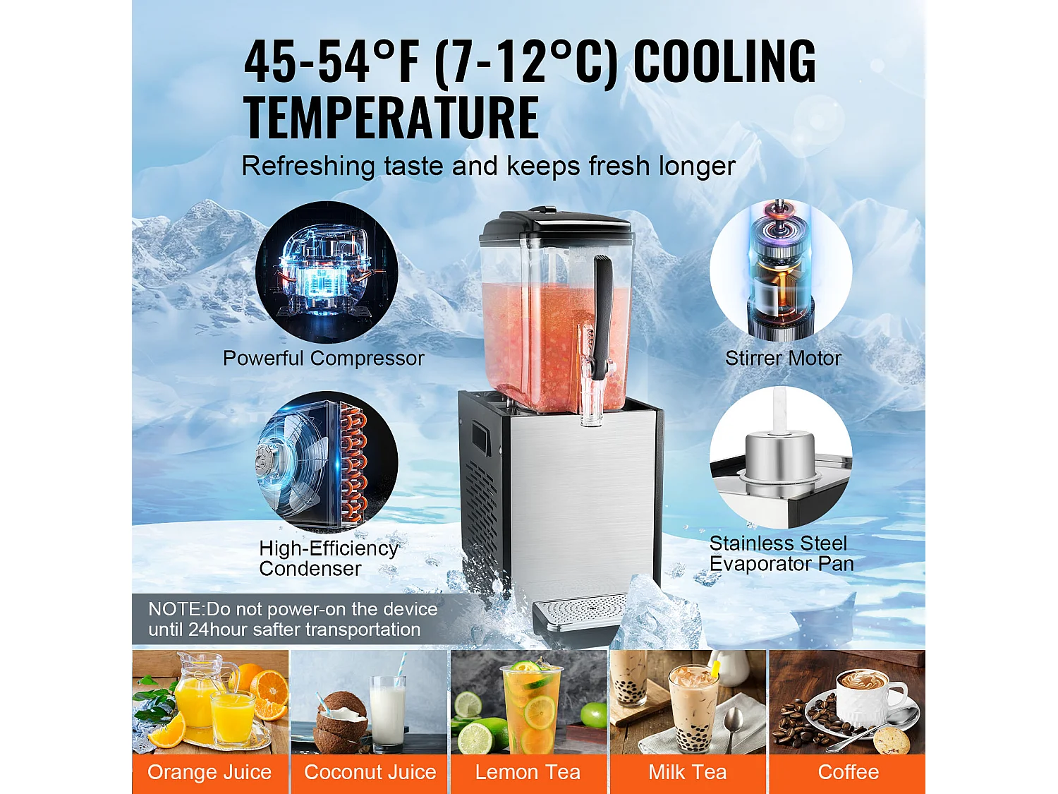 Distributeur de Boissons Commerciales SucceBuy 12L Distributeur de Boissons Glacées et de Jus Froids pour Fête