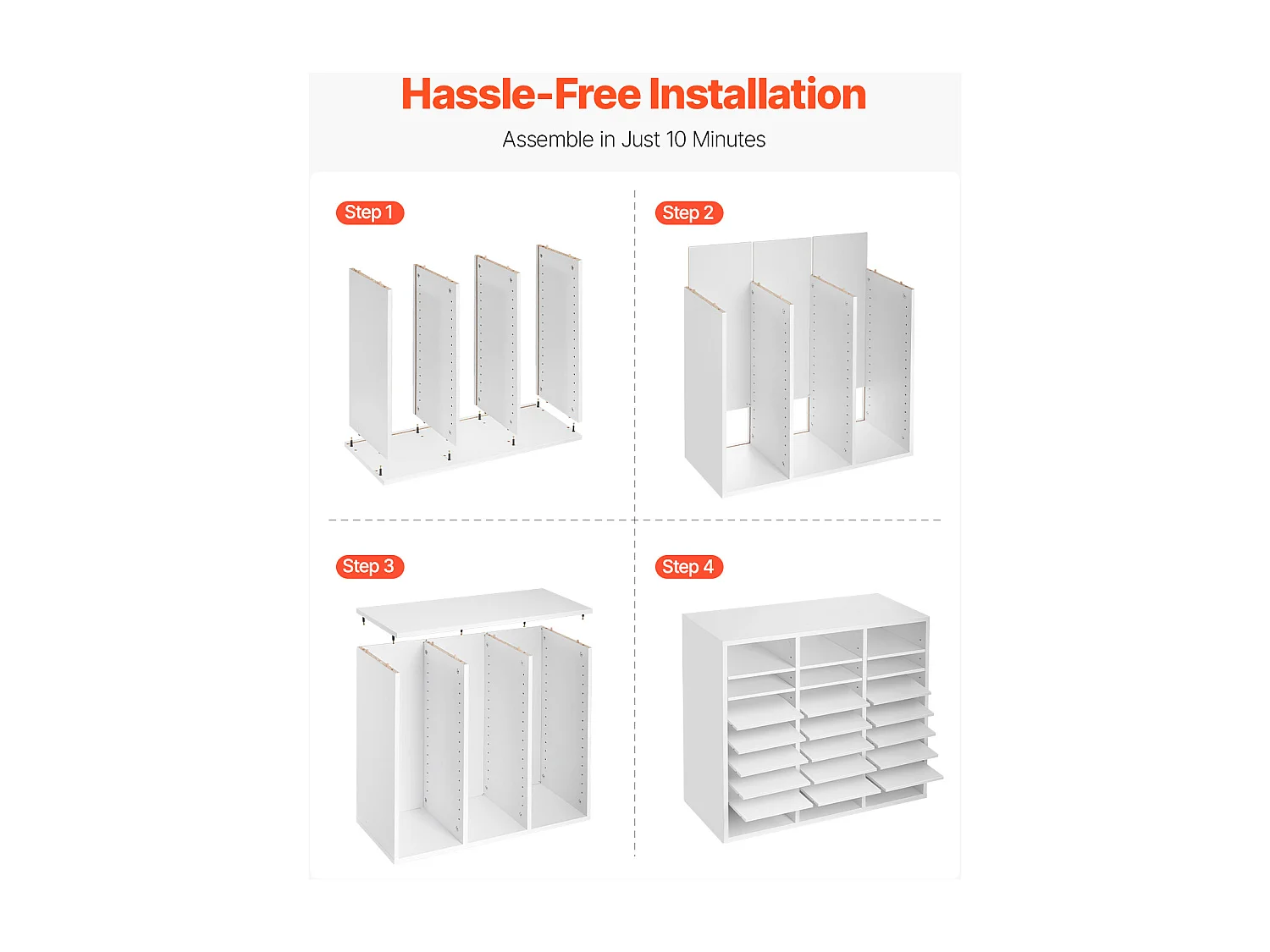 Organiseur de Bureau, SucceBuy Organiseur de Littérature en Bois - 24 Compartiments, Étages Réglables, Blanc