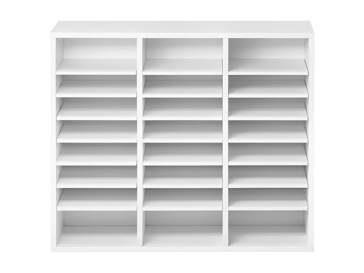 Organiseur de Bureau, SucceBuy Organiseur de Littérature en Bois - 24 Compartiments, Étages Réglables, Blanc