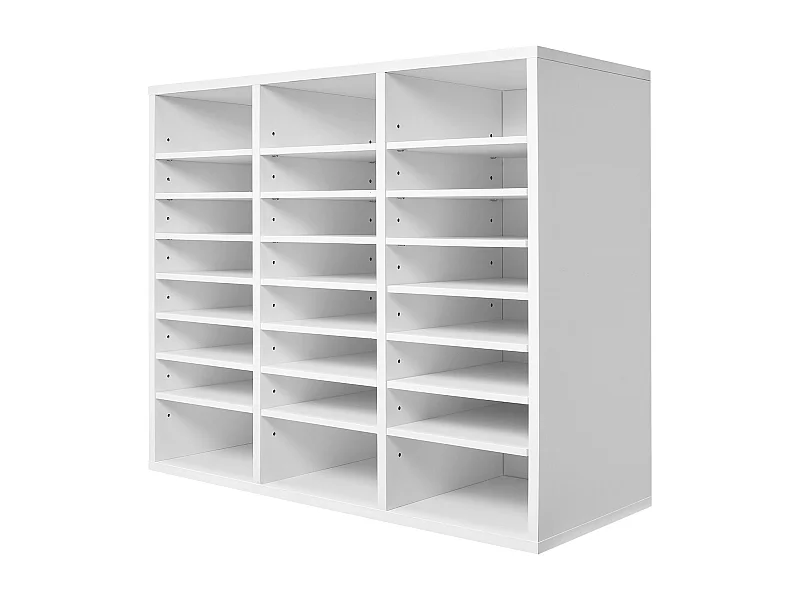 Organiseur de Bureau, SucceBuy Organiseur de Littérature en Bois - 24 Compartiments, Étages Réglables, Blanc