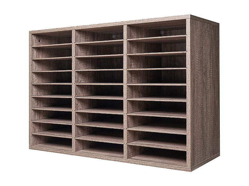 Schreibtisch-Organizer, SucceBuy Buch-Organizer aus Holz mit 27 Fächern, Herausnehmbare Regale, Schwarz – Grau