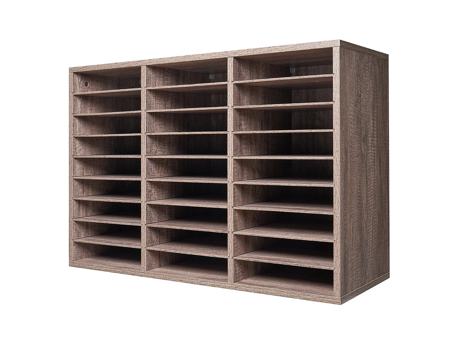 Organizador de Escritorio SucceBuy de Madera con 27 Compartimentos y Estantes Extraíbles, Color Negro y Gris