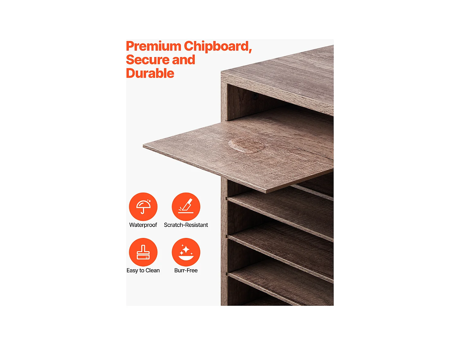 Organizador de Escritorio SucceBuy de Madera con 27 Compartimentos y Estantes Extraíbles, Color Negro y Gris