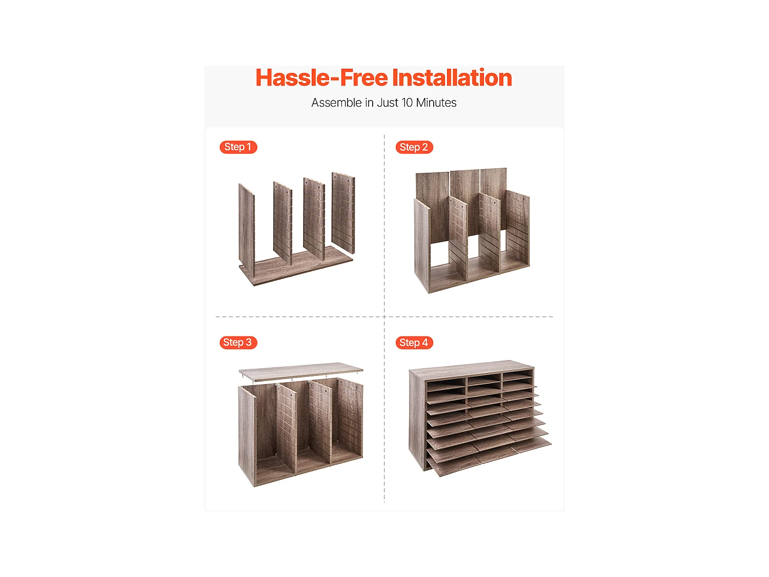 Organizador de Escritorio SucceBuy de Madera con 27 Compartimentos y Estantes Extraíbles, Color Negro y Gris