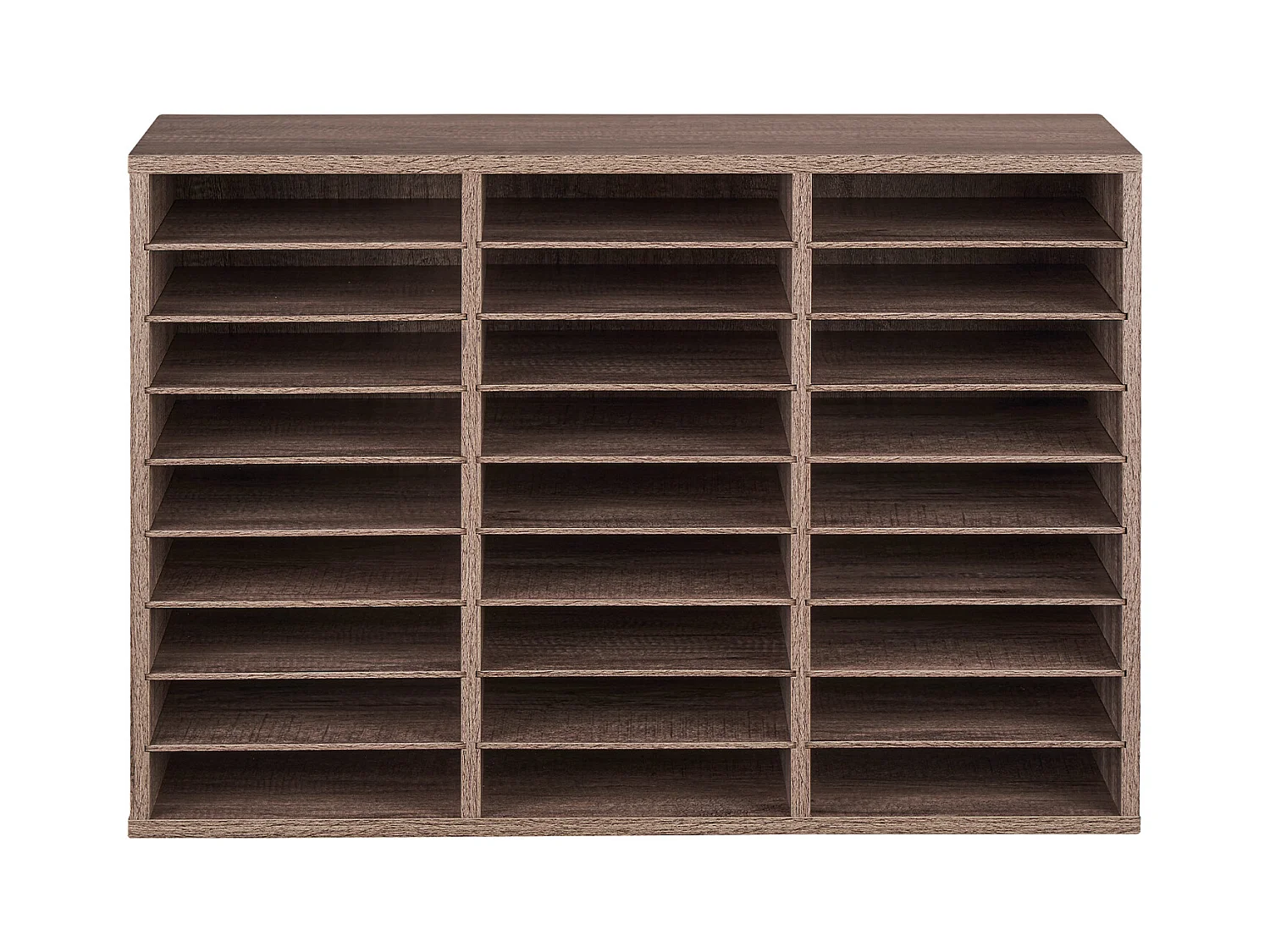 Organizador de Escritorio SucceBuy de Madera con 27 Compartimentos y Estantes Extraíbles, Color Negro y Gris