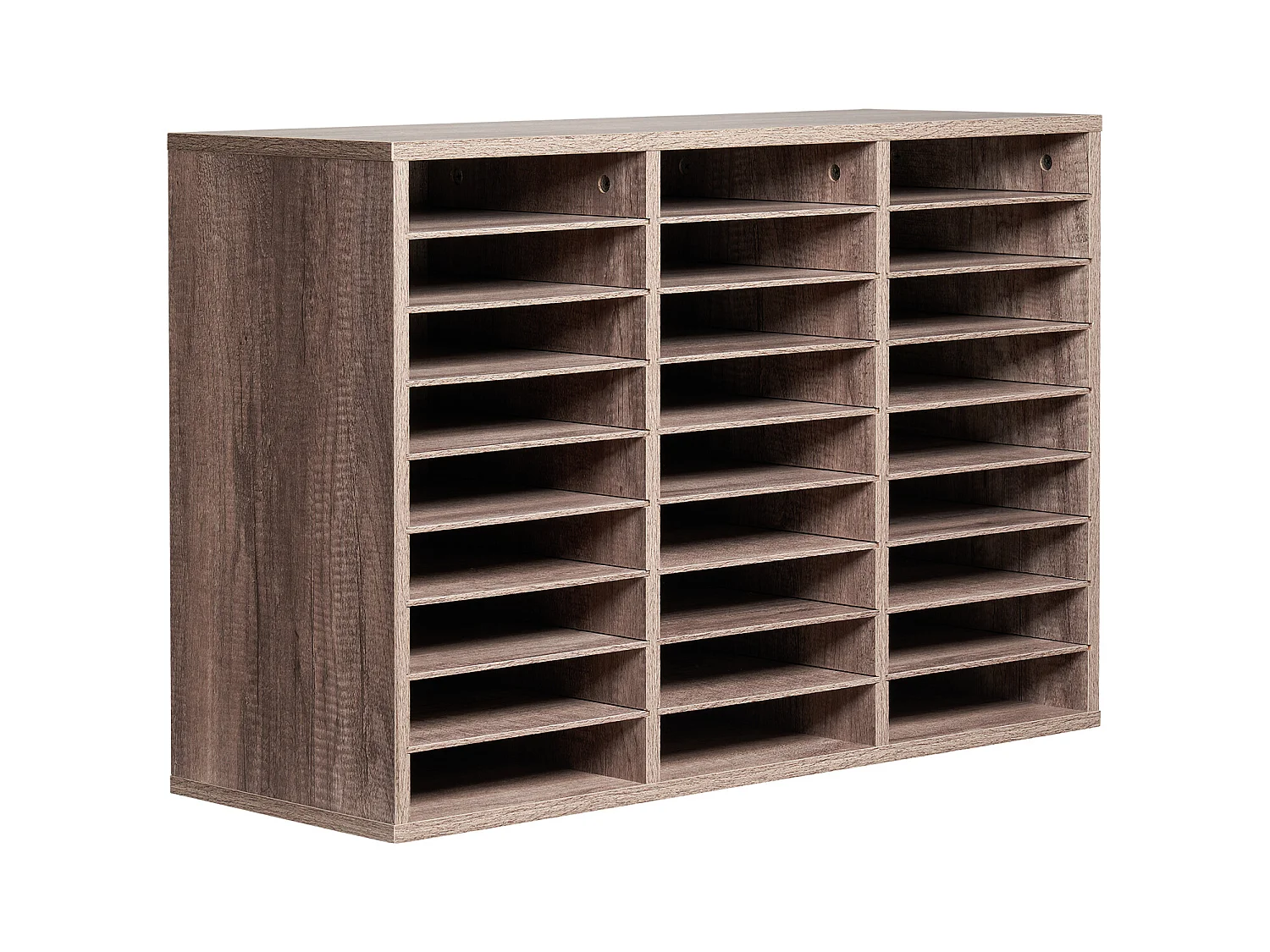 Organizador de Escritorio SucceBuy de Madera con 27 Compartimentos y Estantes Extraíbles, Color Negro y Gris