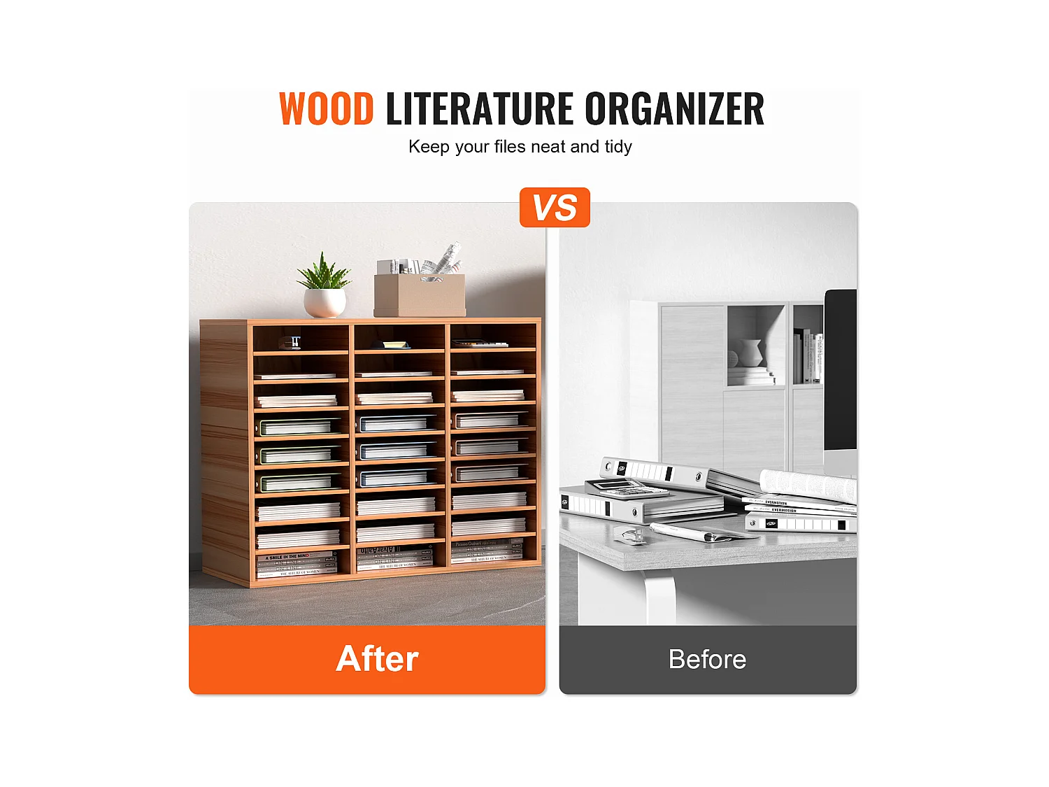 Schreibtisch-Organizer, SucceBuy Holz-Literatur-Organizer, 27 Fächer, Weiß, zur Aufbewahrung von Akten und Papieren