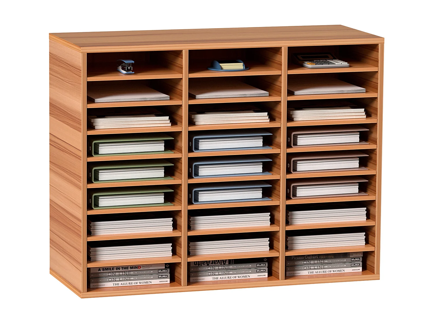 Organiseur de Bureau, SucceBuy Organiseur de Littérature en Bois 27 Compartiments Blanc