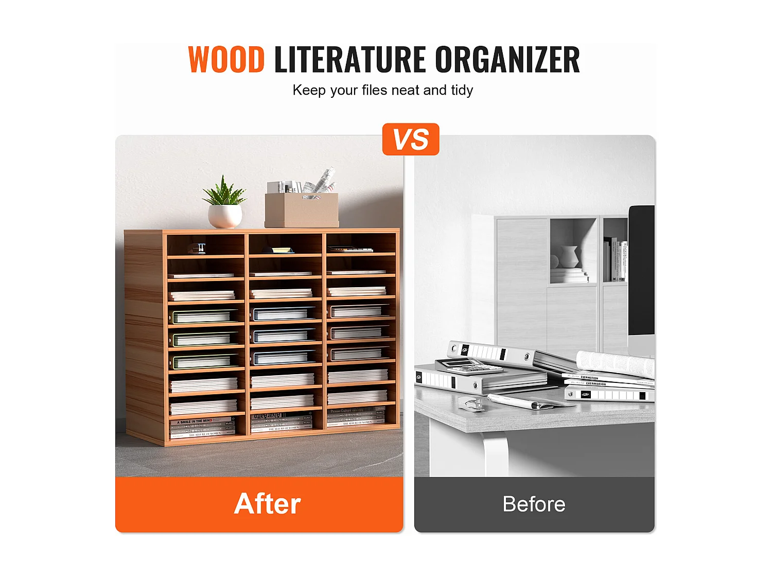 Organiseur de Bureau, SucceBuy Organiseur de Littérature en Bois 27 Compartiments Blanc