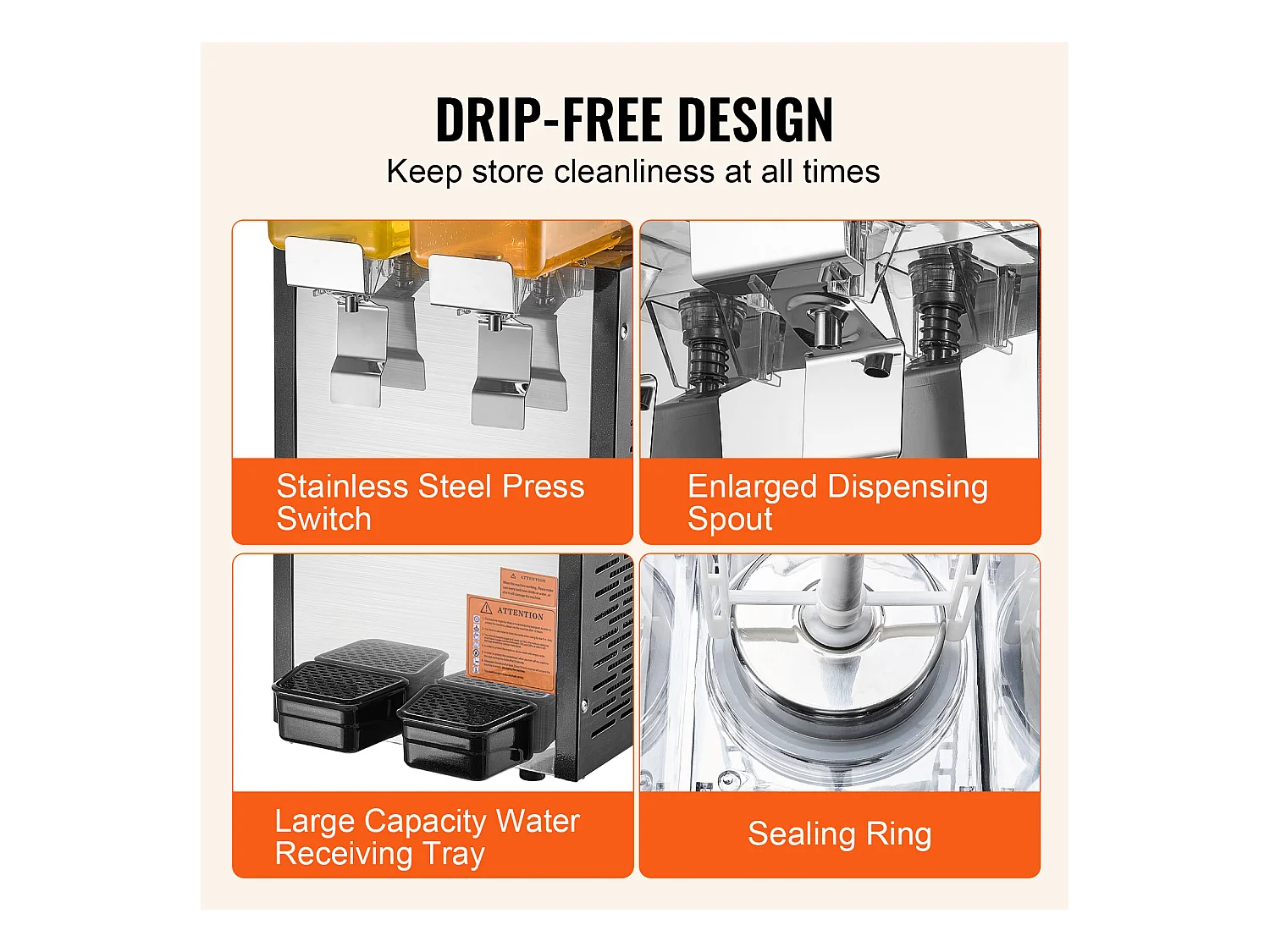 Commerciële Drankendispenser SucceBuy 10 L x 2 Reservoirs, Dispenser voor Ijskoude Dranken en Sappen