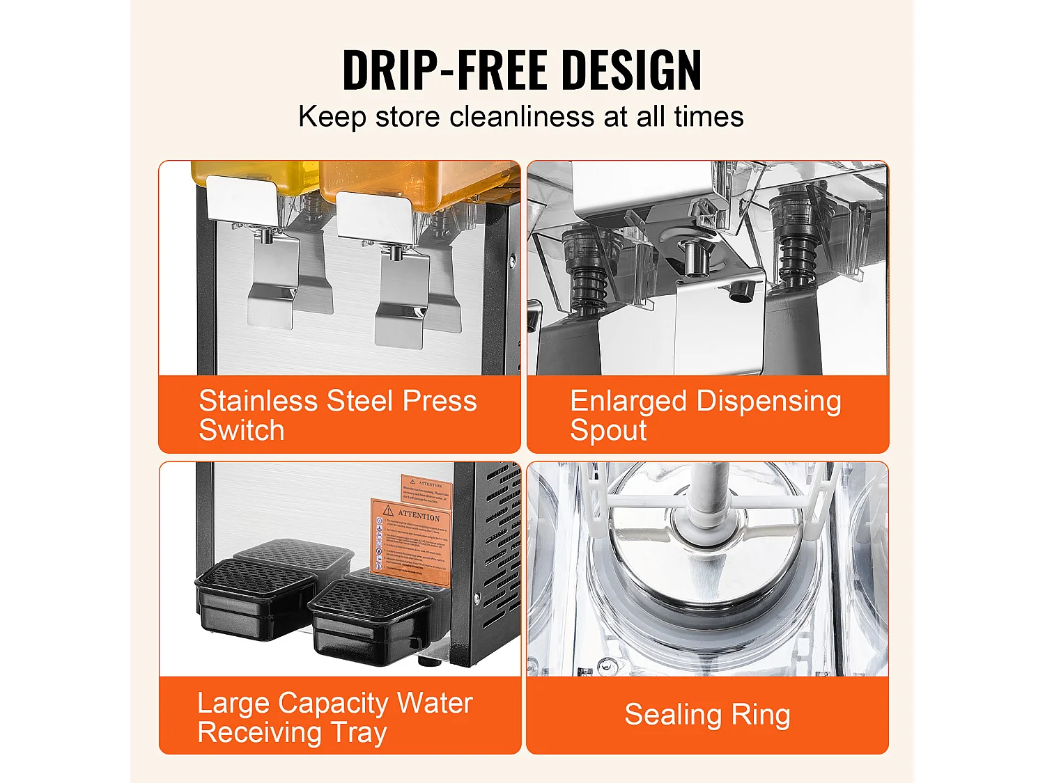 Distributeur de Boissons Commerciales SucceBuy 10 L x 2 Réservoirs, Distributeur de Boissons Glacées et de Jus Froids