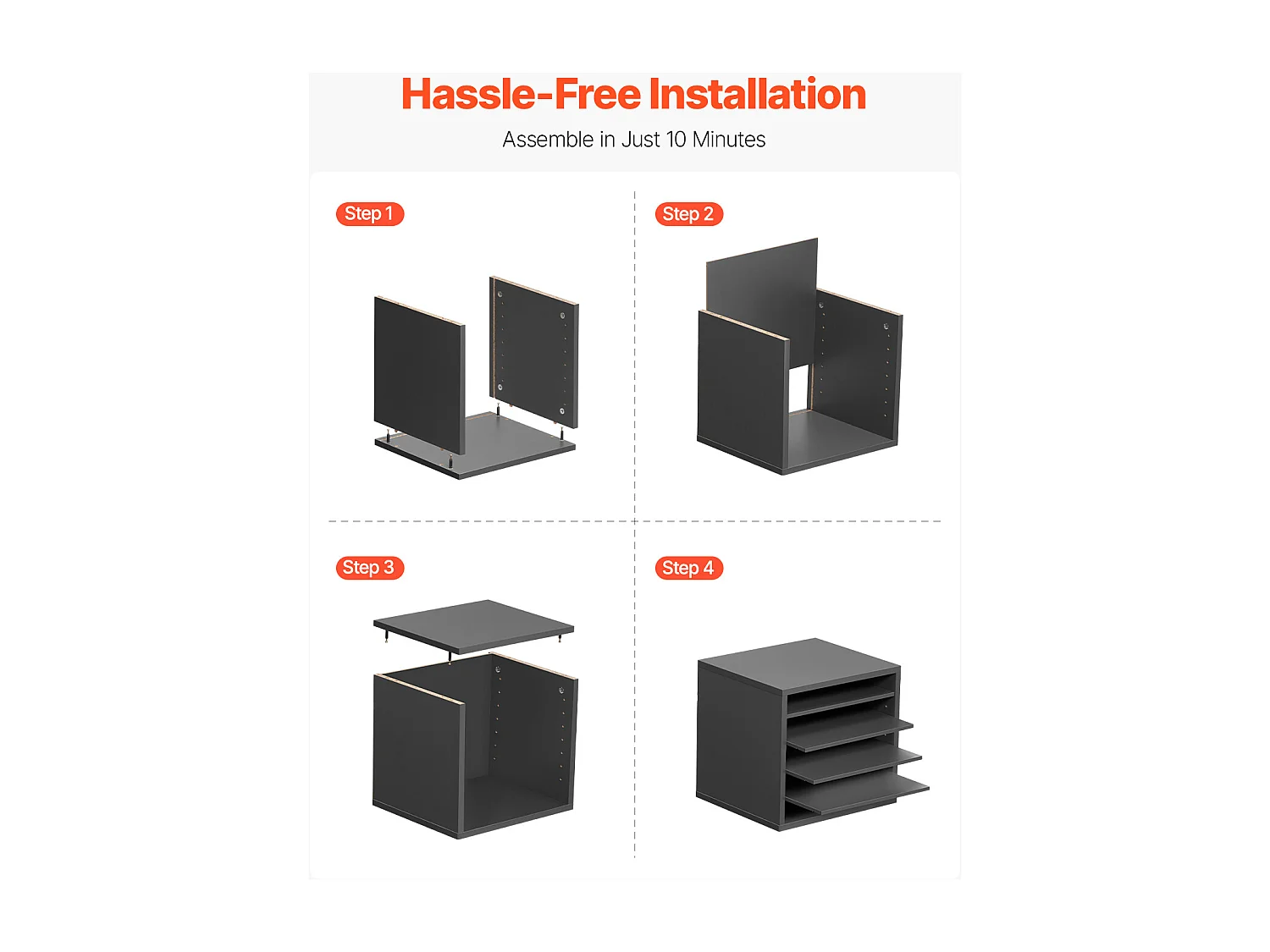 Organiseur de Bureau, SucceBuy Organiseur de Documents en Bois, 5 Compartiments, Étagères Réglables, Gris