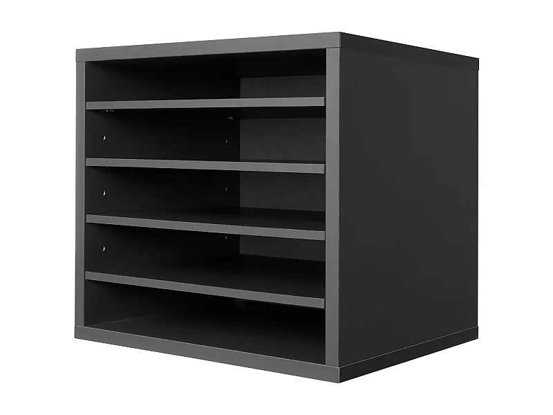 Organizer da Scrivania, SucceBuy, Organizer per Documenti in Legno, 5 Scomparti, Ripiani Regolabili, Grigio