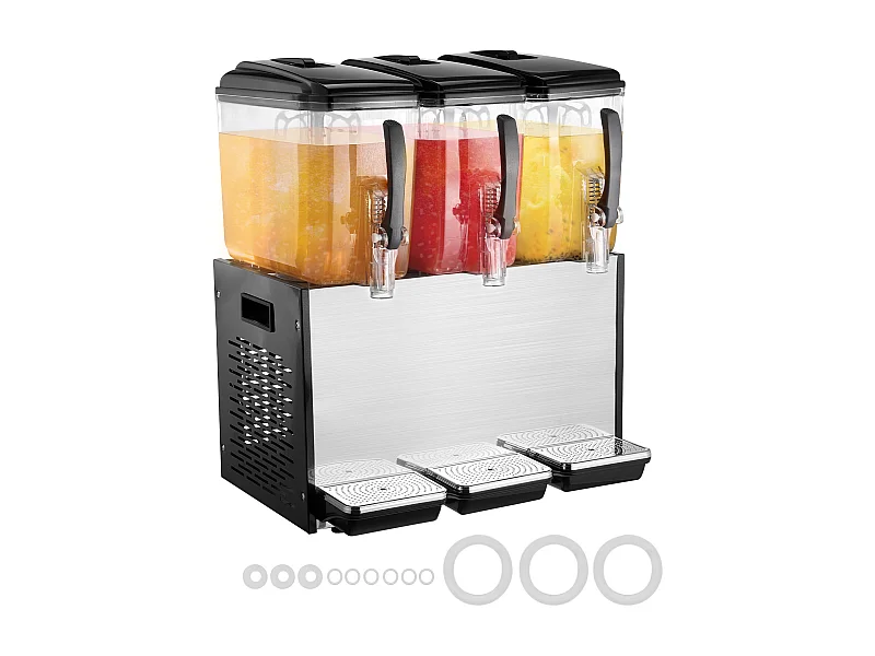 Distributeur de Boissons Commerciales SucceBuy 12 L x 3 Réservoirs, Distributeur de Boissons Glacées et de Jus Froids