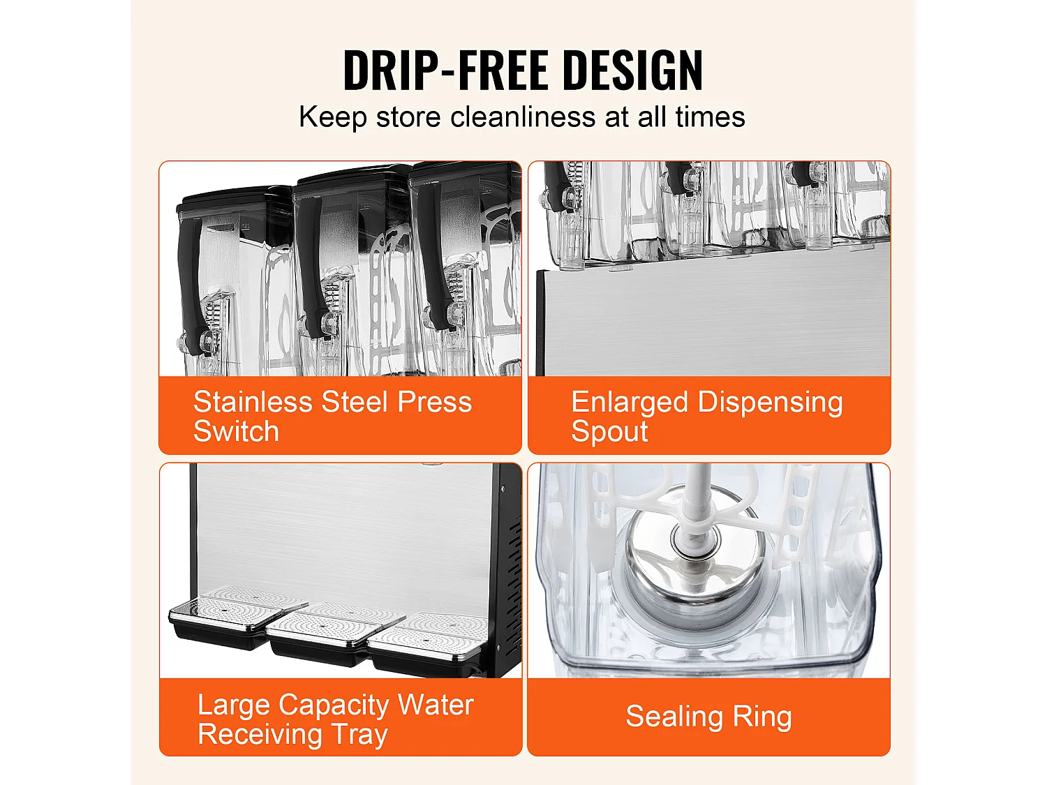 Distributeur de Boissons Commerciales SucceBuy 12 L x 3 Réservoirs, Distributeur de Boissons Glacées et de Jus Froids