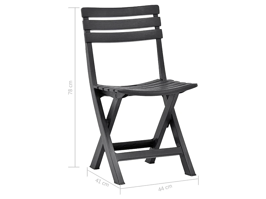 Klappstühle, 2 Stück, Kunststoff, Anthrazit