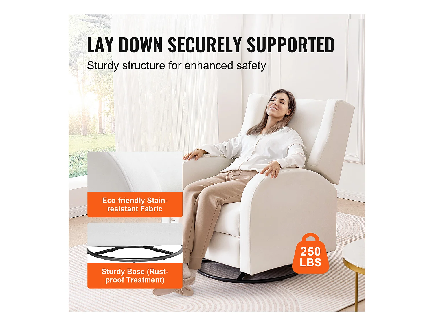 Fauteuil-Massant Inclinable et Pivotant électrique SucceBuy à Angle Réglable, Blanc Cassé