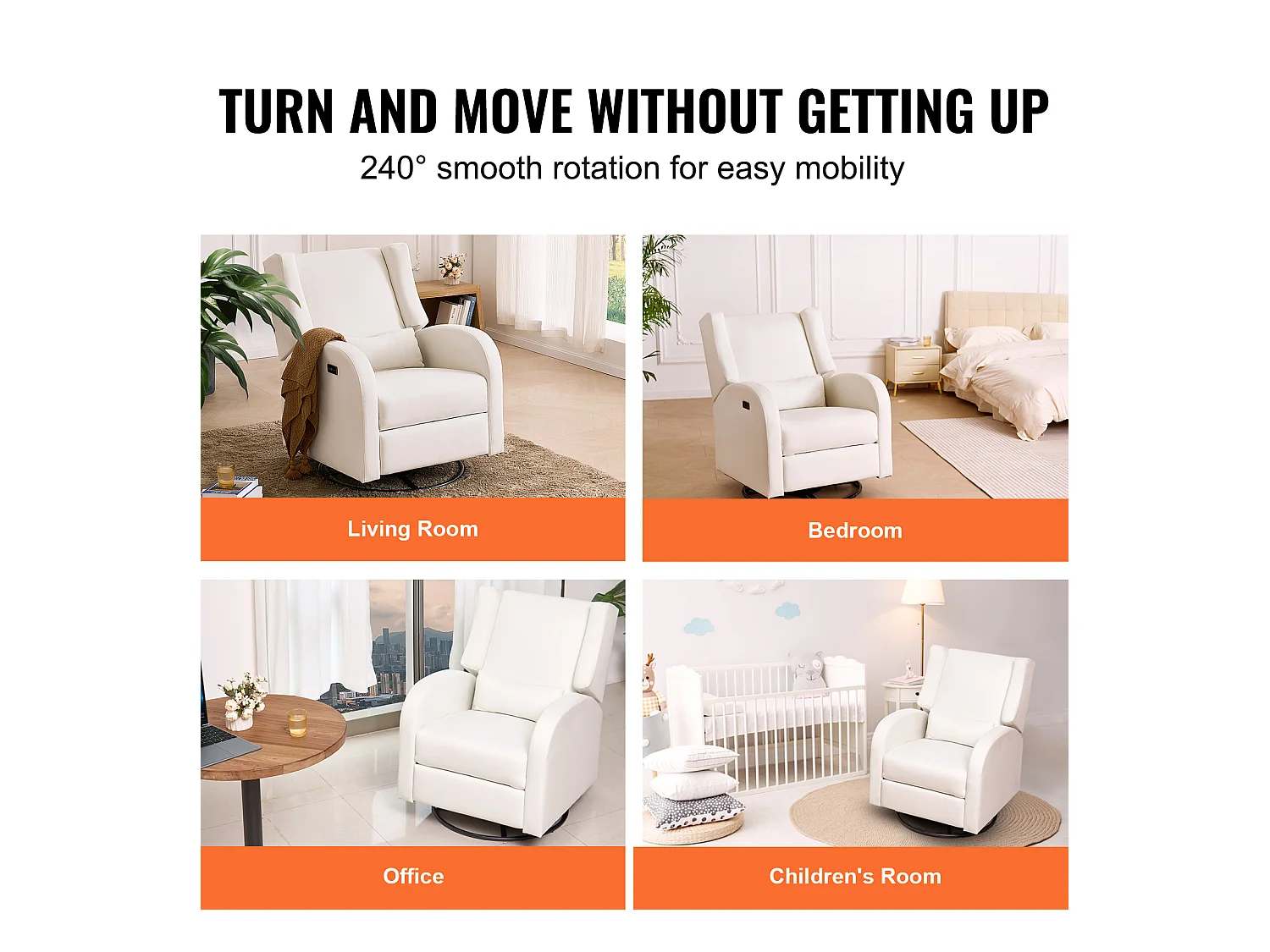 Fauteuil-Massant Inclinable et Pivotant électrique SucceBuy à Angle Réglable, Blanc Cassé