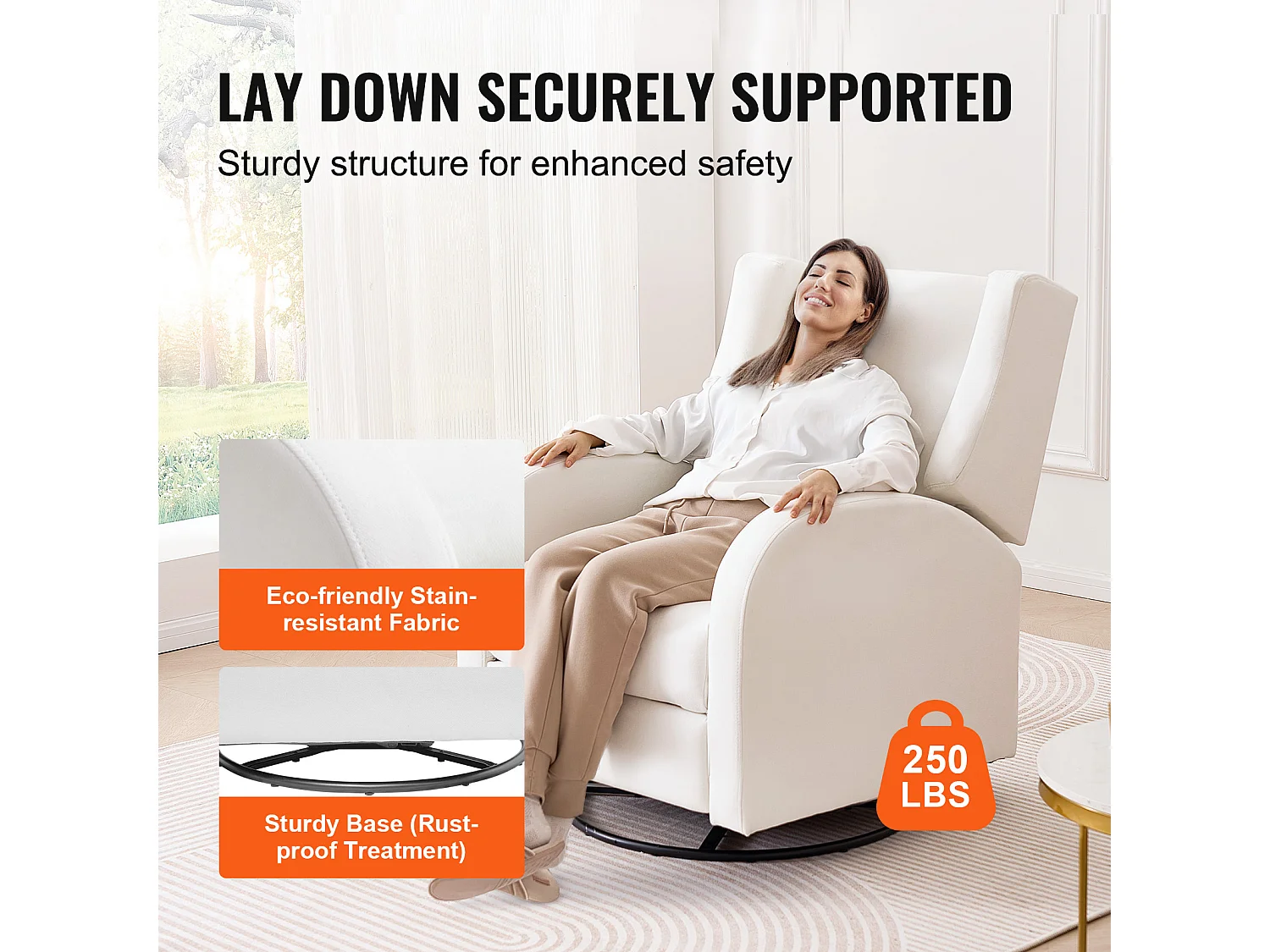 Fauteuil-Massant Inclinable et Pivotant électrique SucceBuy à Angle Réglable, Blanc Cassé