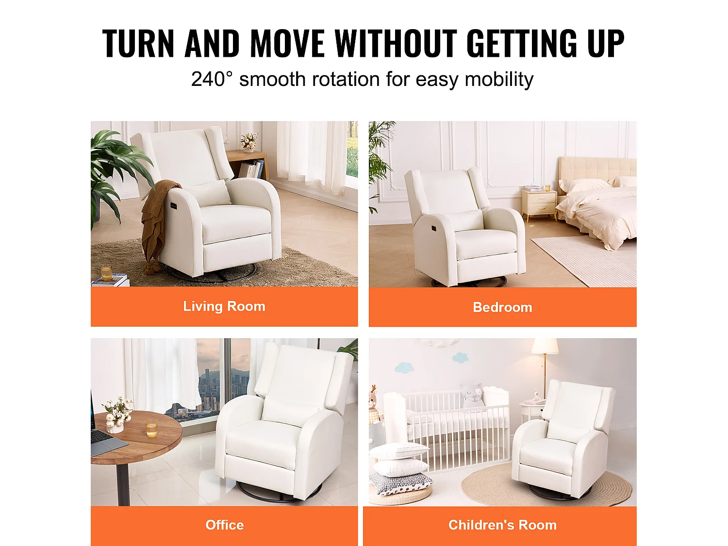 Fauteuil-Massant Inclinable et Pivotant électrique SucceBuy à Angle Réglable, Blanc Cassé