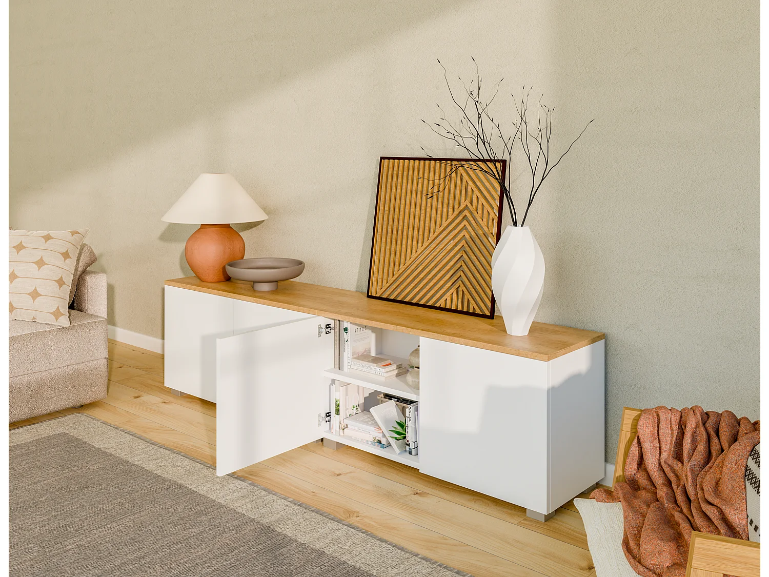 Mueble TV 180 cm Banco para Televisor Banco para Salón