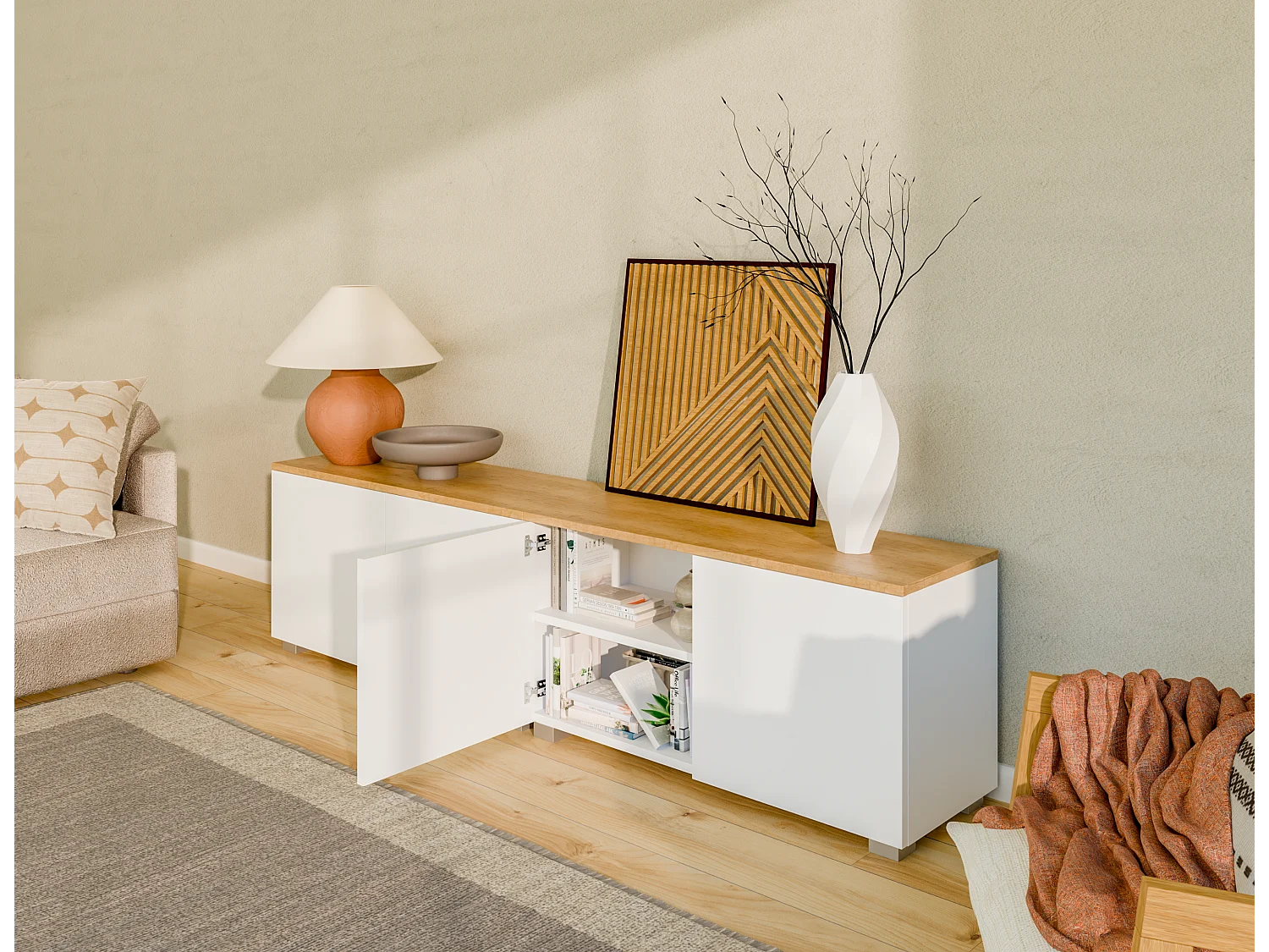 TV-Möbel 180 cm TV-Bank Fernsehbank für Wohnzimmer