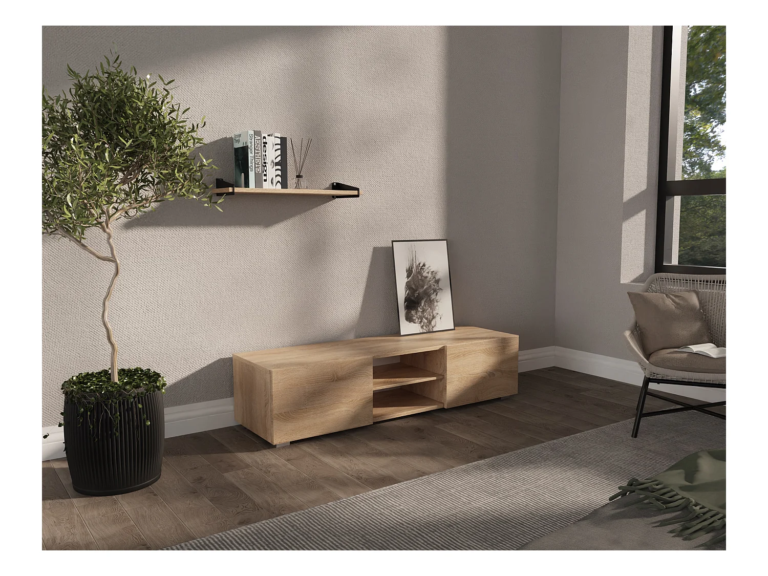 Meuble TV 140 cm Banc Télé Banc pour Salon