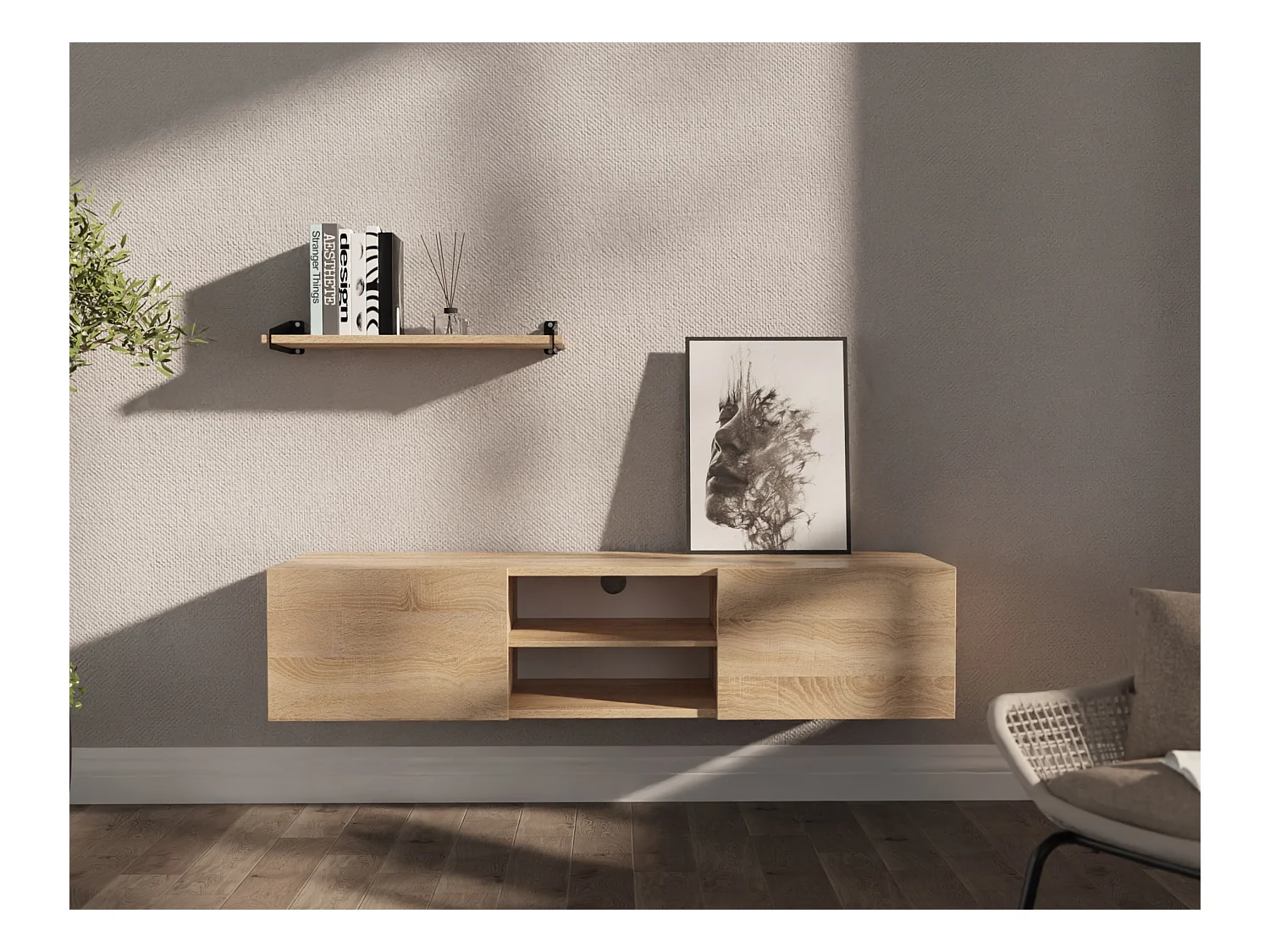 TV-Möbel AURA 140 cm – Bank für modernes Wohnzimmer